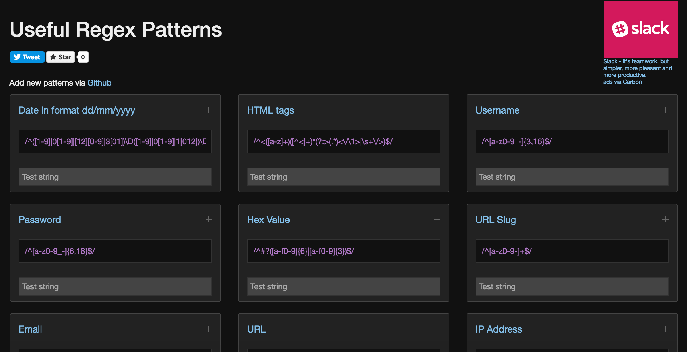 Regex Hub Useful Regex Patterns